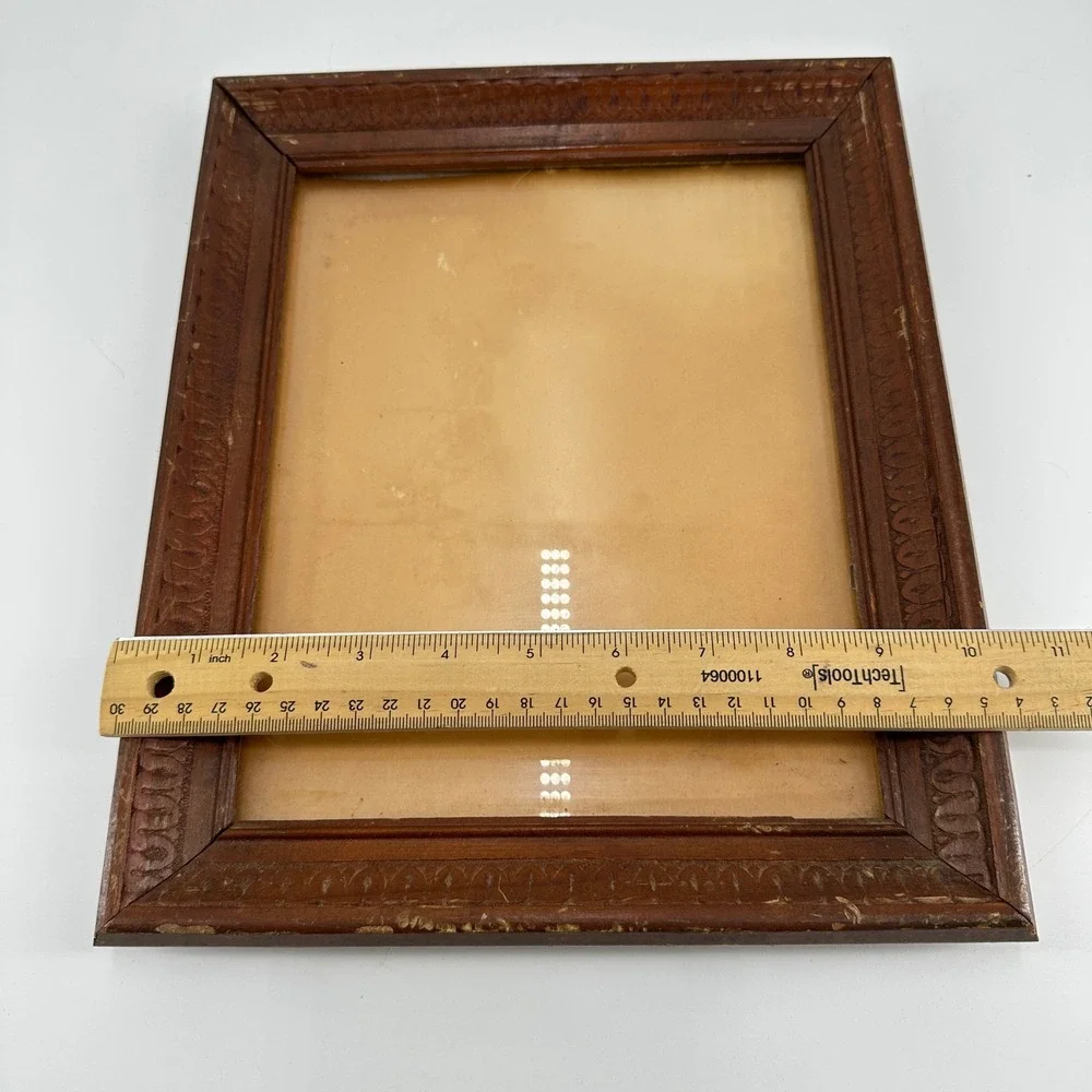 Vintage Ornate Dark Brown Wood 8x10 Picture Frame with Embossed Pattern